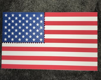 USA Flag crystal wall art  - Stars and stripes canvas - Fourth of July patriotic glitter usa print flag print