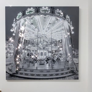 Carousel Wall Art, Merry-go-round wall art, wall art with rhinestones, funfair theme art, traditional carousel, embellished wall art, glam