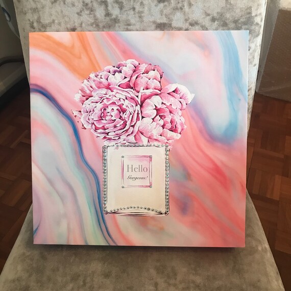 Perfume Canvas Chanel No 5 Peonies Wall Canvas Hello Etsy