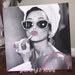 Audrey Hepburn  style Girls Night In  Glitter canvas  sparkly canvas lady towel lipstick  glamour wall art salon decor Glamour Art Uk 
