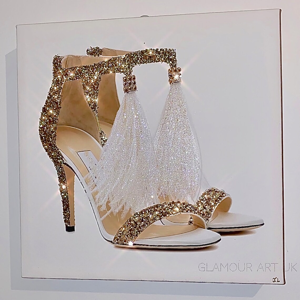 Diamond Dust Shoe canvas Glitter Canvas Glam wall Art Etsy
