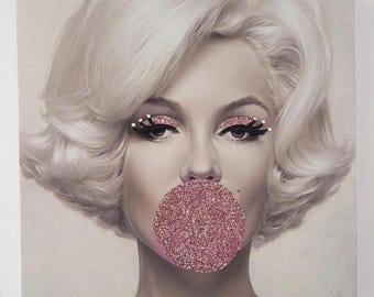 Marilyn Monroe Glitter Bubblegum Glam Wall Canvas