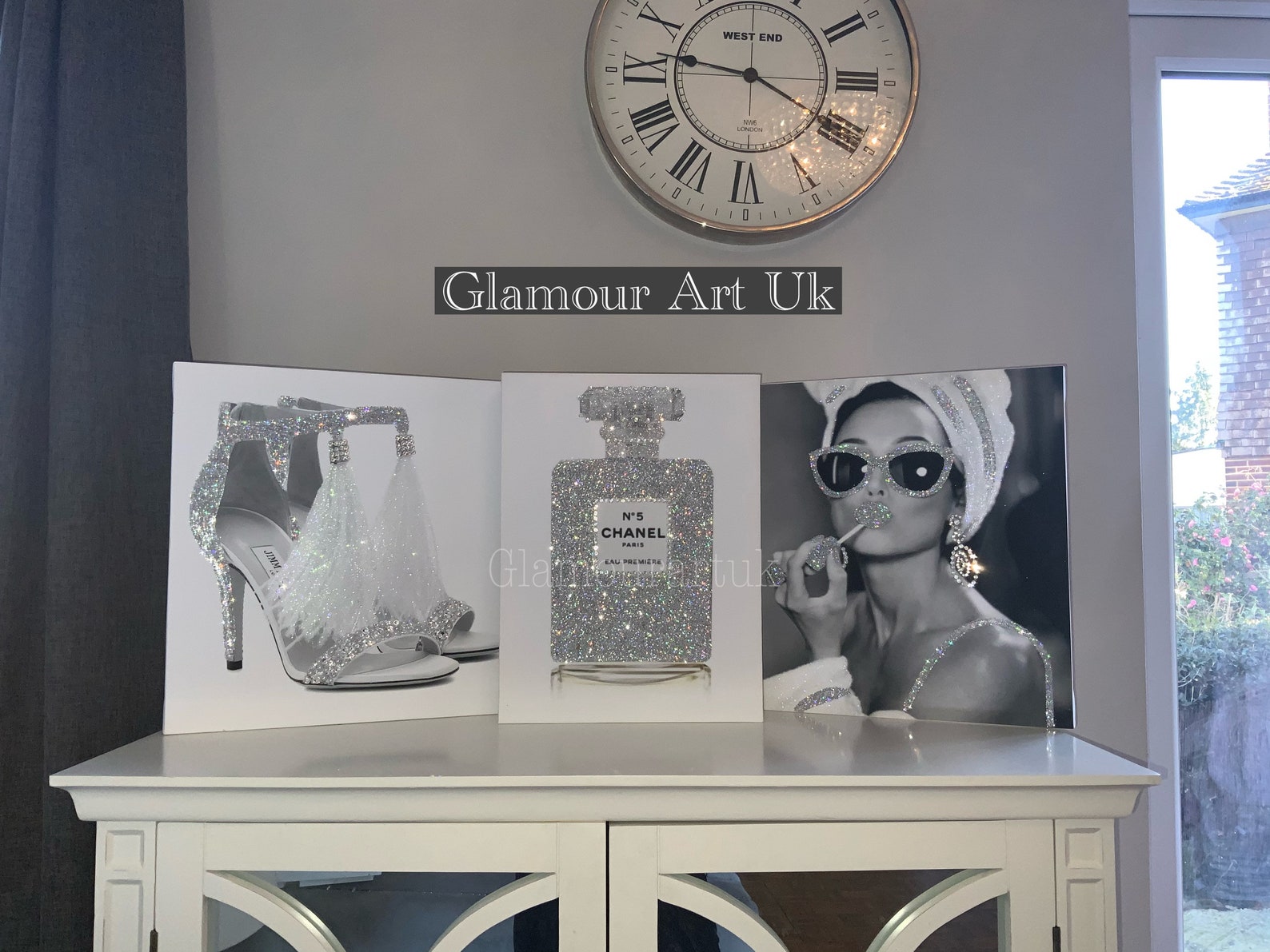 Diamond Dust Shoe canvas Glitter Canvas Glam wall Art Etsy