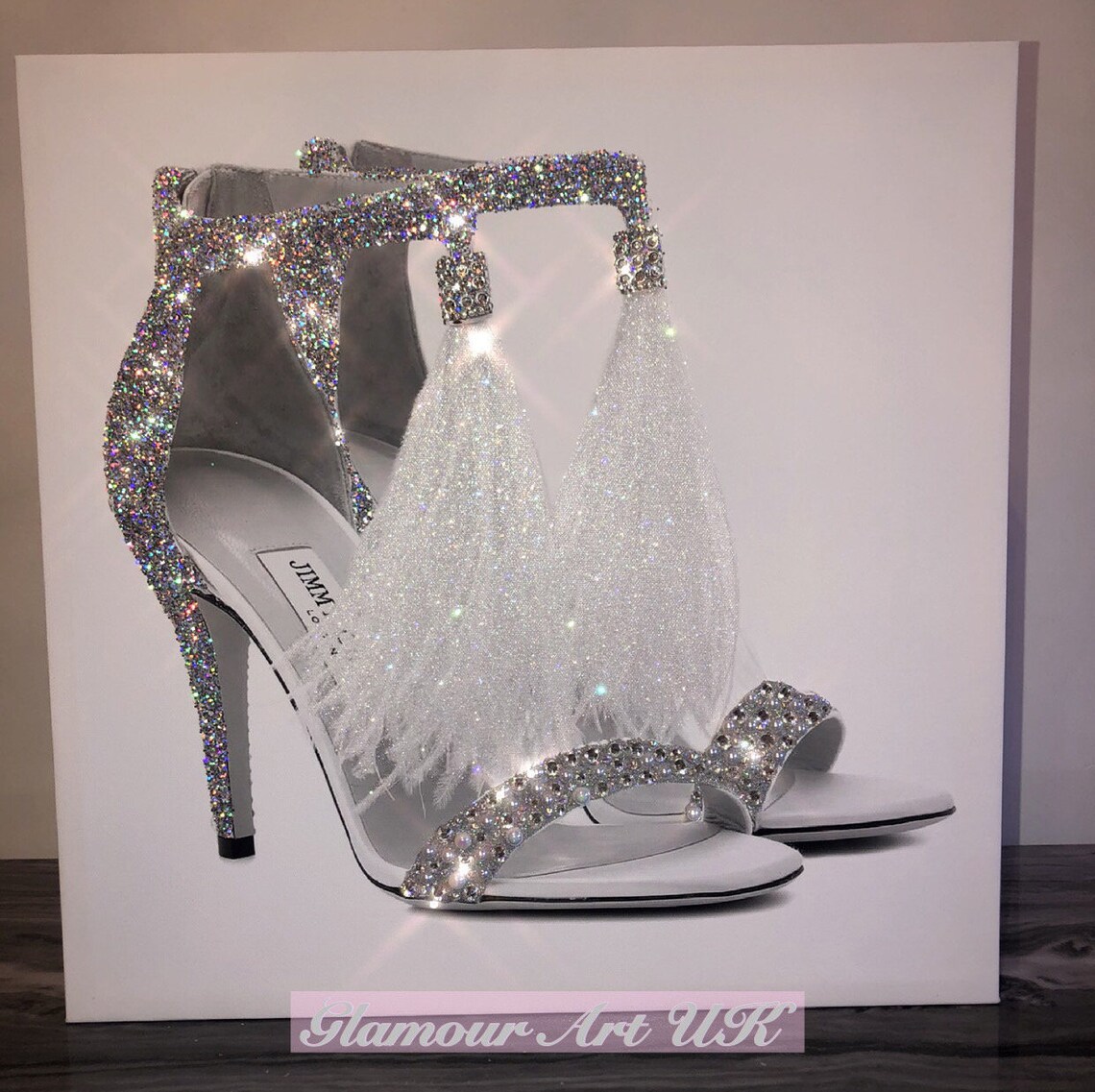 Diamond Dust Shoe canvas Glitter Canvas Glam wall Art Etsy