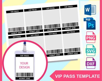 vip pass template etsy