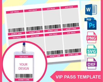 vip pass template etsy