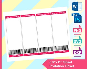 ticket invitation template etsy