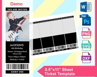 ticket invitation template etsy