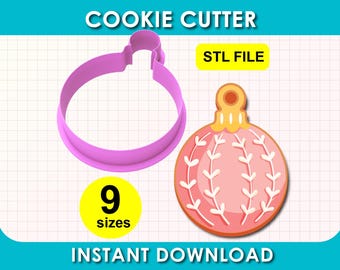 Christmas Round Ornament Cookie Cutter, STL File 3D Printable, Instant Download