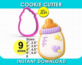 Baby Bottle Cookie Cutter, Clay Cutter, STL File, instant download