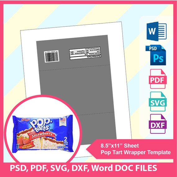 Pop Tart Wrapper Template Blank template Microsoft word | Etsy