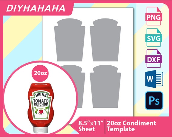 20oz Condiment Label Blank Template Microsoft word docx doc | Etsy
