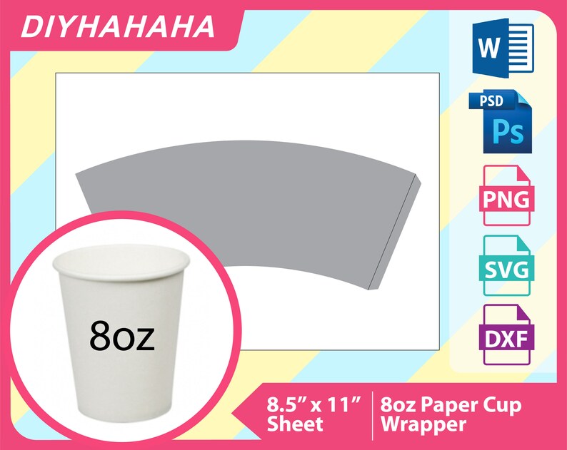 Download 8oz Paper Cup Wrapper Template PSD PNG and SVG Microsoft ...