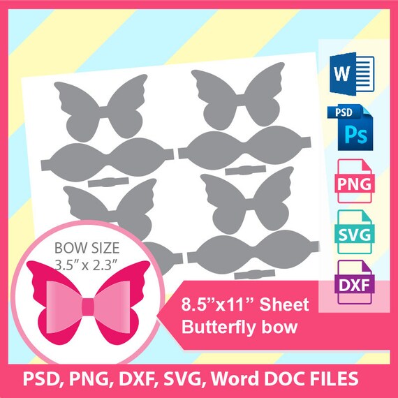 Download Butterfly 3d Bow Template Butterfly 3d Bow Bow Svg Etsy PSD Mockup Templates