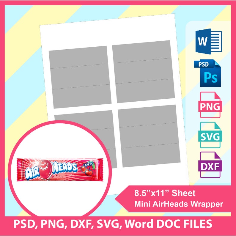 Mini Airheads Wrapper Template Blank template doc PSD PNG | Etsy