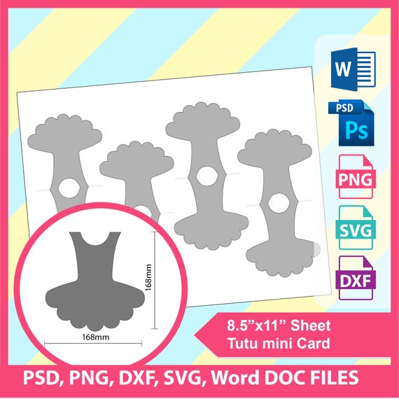 Tutu Template tutu svg tutu fold card Microsoft word doc Etsy