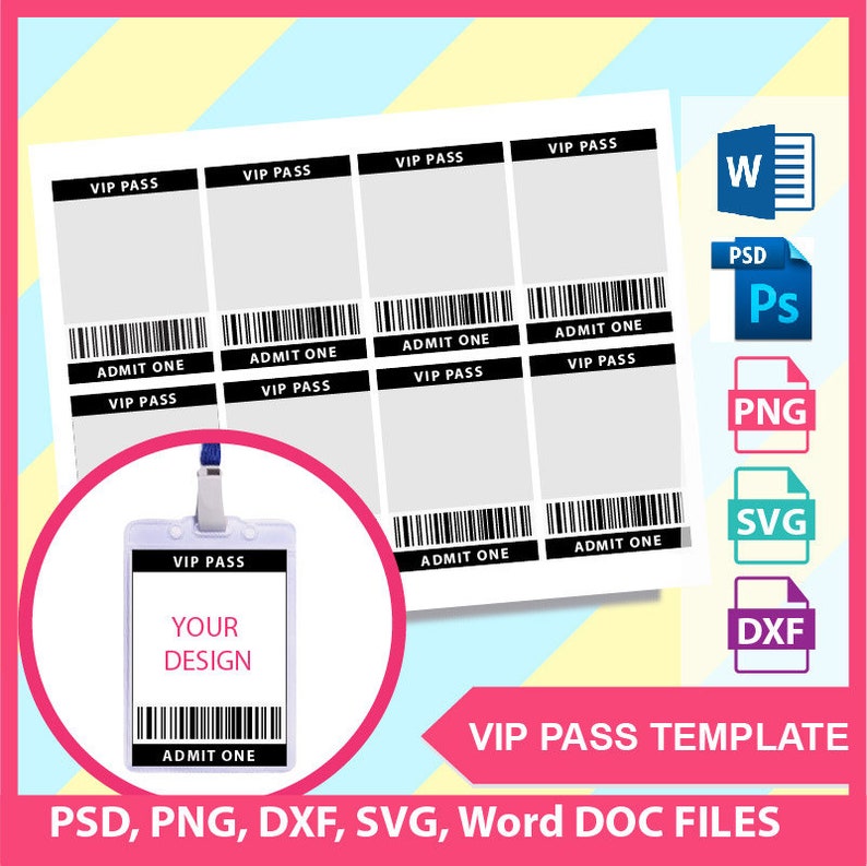 Vip Pass Vip Pass Template Invitation Template Microsoft Etsy