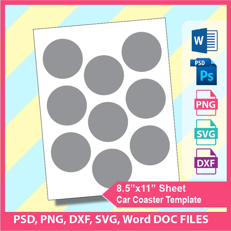 Car Coaster Template PSD PNG SVG Dxf Microsoft Word Doc Etsy Car Coaster Template PSD PNG SVG Dxf Microsoft Word Doc Etsy