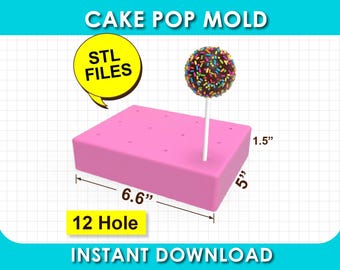 Cakesicle Mold, cake pop mold, with Tray, Cutter and Plunger STL File, instant download