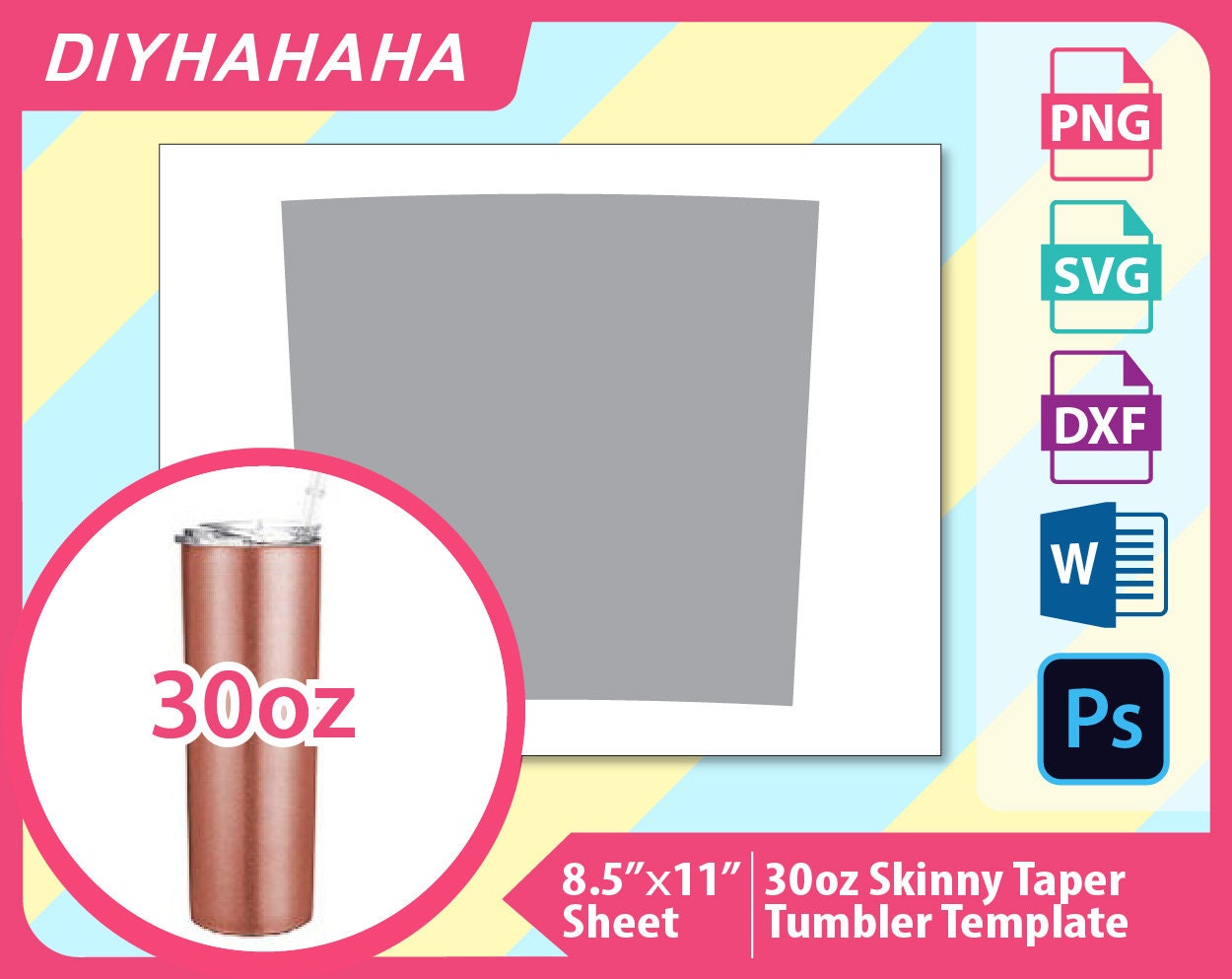 Download 30oz skinny Tumbler Wrapper Template PSD PNG and SVG Ms | Etsy