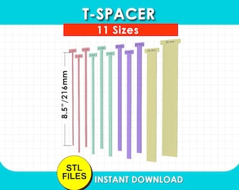 Bookbinding T-Spacers (Metric) Gauges/Straightedges Cartonnage & Other Crafts  STL file (Digital Download)