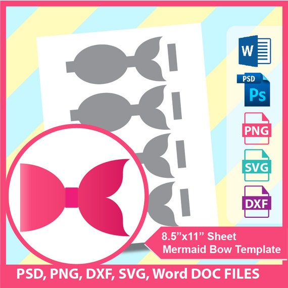 Download Mermaid Bow Template Microsoft word doc PSD PNG and SVG | Etsy