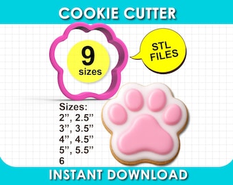 Paw Print Cookie Cutter, Clay Cutter, STL File 3D Printable, Instant Download