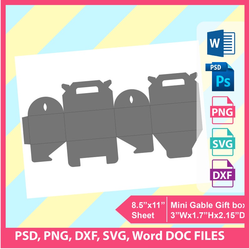 Download Gable Template Gift box template PSD PNG and SVG Dxf | Etsy