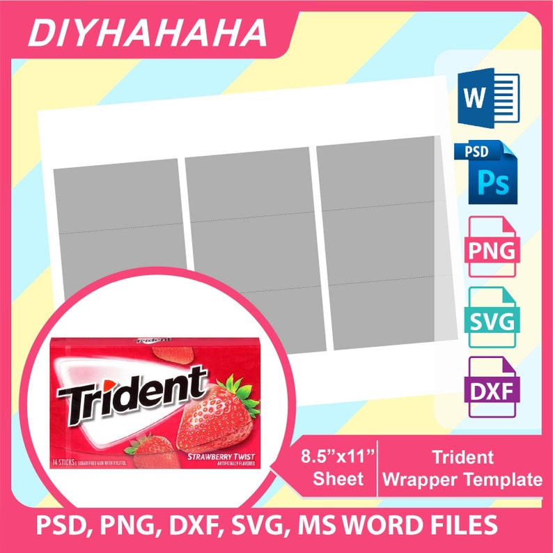 Gum Wrapper Template Blank template PSD PNG and SVG dxf | Etsy