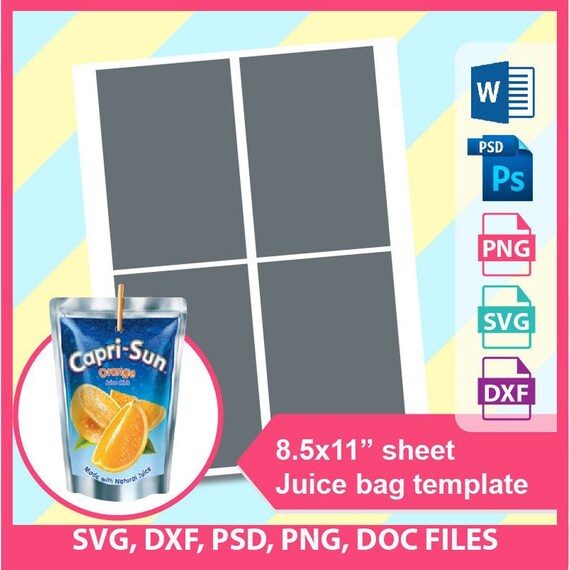 Capri Sun Juice Bag Template Capri Sun Template Microsoft Etsy