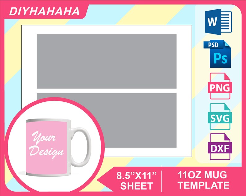 Download 11oz Mug Wrapper Template Mug Sublimation PSD PNG and SVG | Etsy