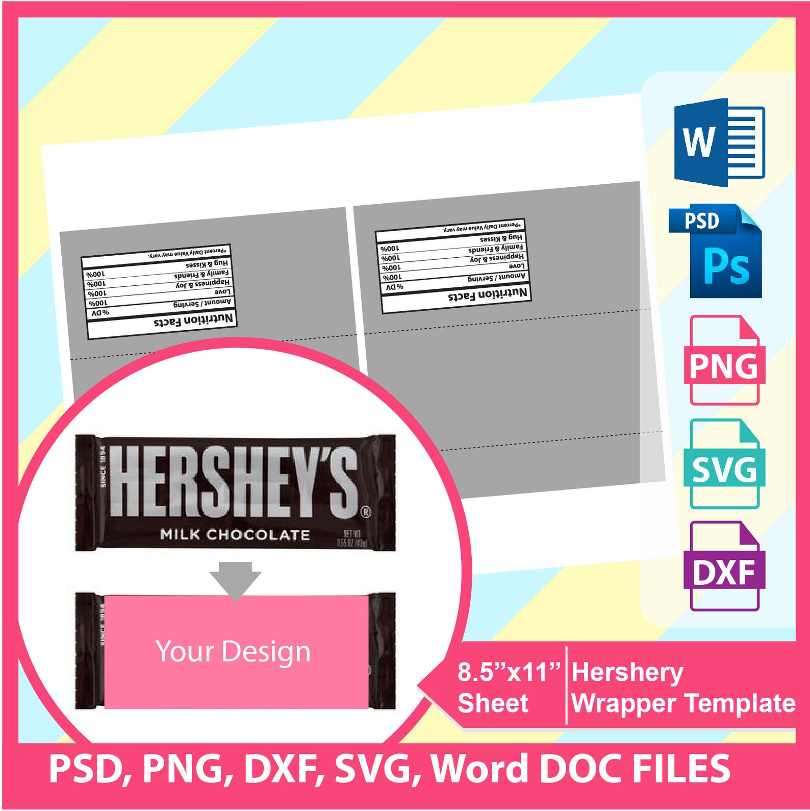 Download 1.55oz Hershey Candy Bar Wrapper Template PSD PNG and SVG ...
