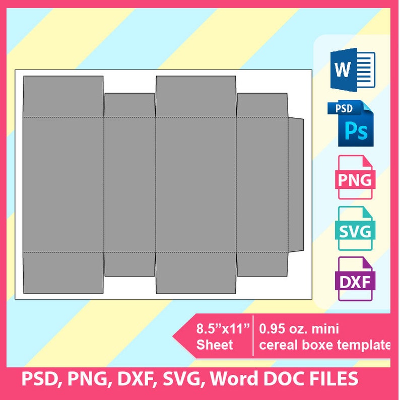 Download 0.95oz Cereal Box Template Gift box template PSD PNG and | Etsy
