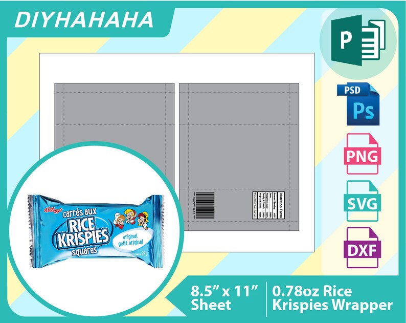 0.78oz Rice Krispies Treats Template Mircosoft Publisher Pub | Etsy