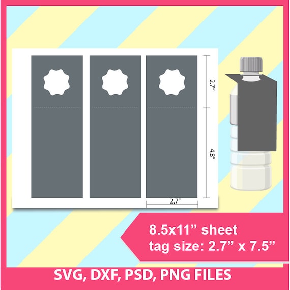 Water bottle gift tag water bottle hang tag Template PSD Etsy