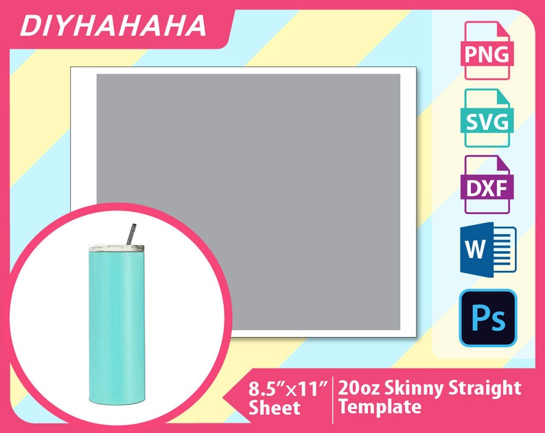 Download 20oz skinny Straight Tumbler Wrapper Template PSD PNG and | Etsy