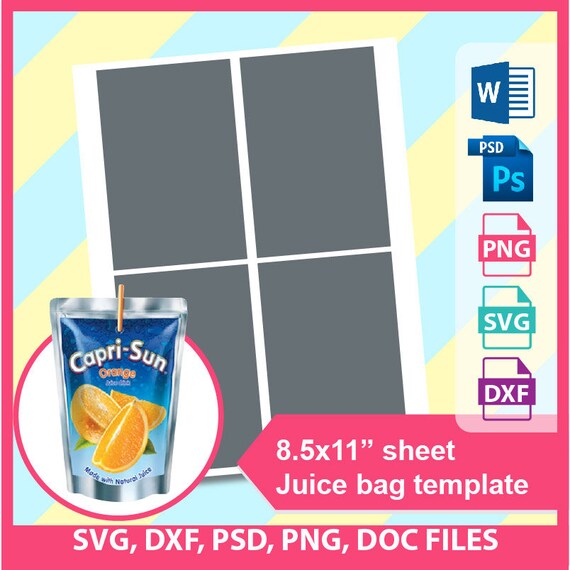 Capri Sun Juice bag Template Capri Sun Template Microsoft Etsy