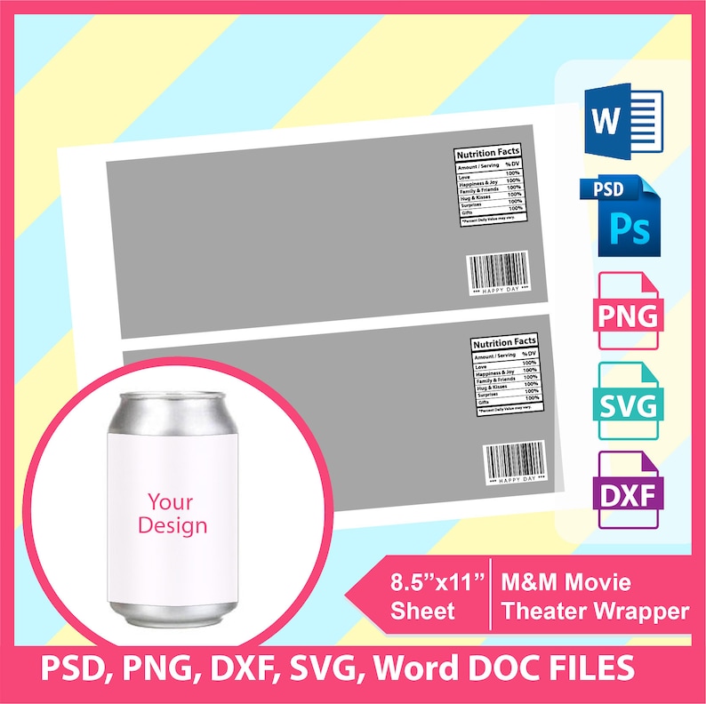 12oz Soda Can Template 12oz Can Template Microsoft word doc Etsy