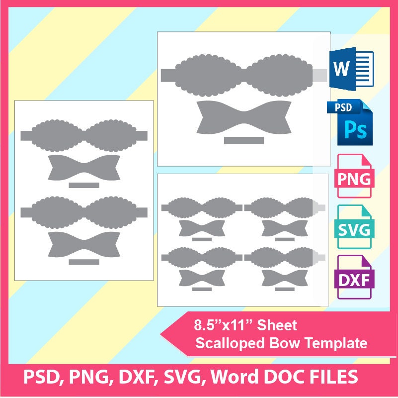 Scalloped 3D Bow Template Microsoft Word Doc PSD PNG And Etsy