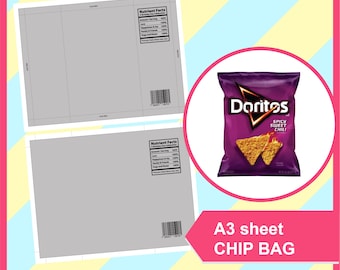 Nutrient fact. Chip Bag Template, PSD, PNG, SVG, Dxf, Microsoft Word Doc Formats, A3 sheet, Printable 258