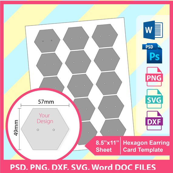 Download Hexagon Shape Earrings Display Template Earrings Tag Etsy