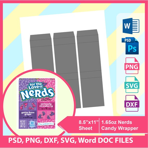 Nerds Candy wrapper Template For the love of Nerds PSD PNG | Etsy