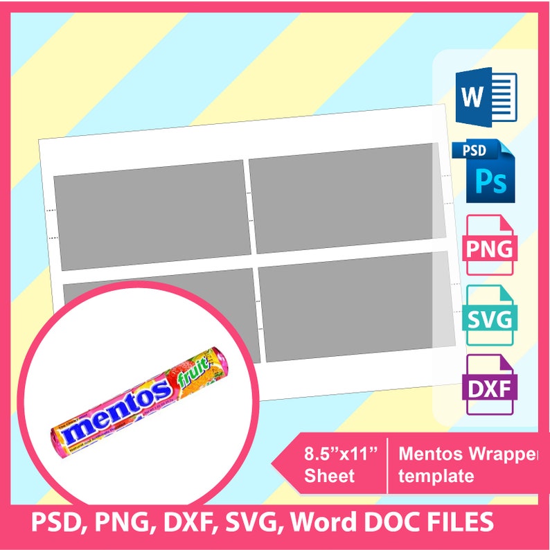 Mentos Candy Wrapper Template PSD PNG and SVG dxf Doc | Etsy