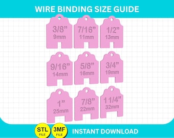 Wire Binding Size Guide STL file, 3MF, STL file (Digital Download)