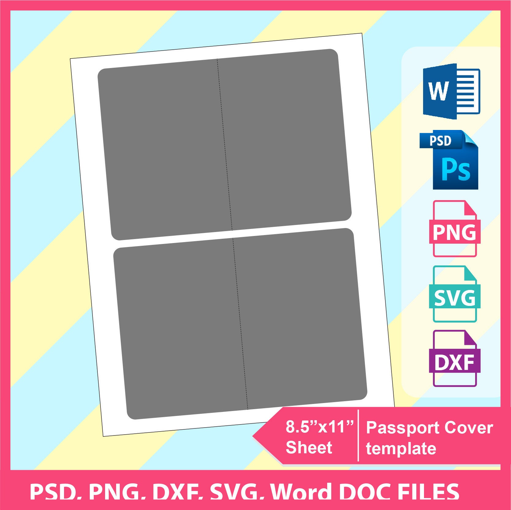 Passport Cover template Blank template. Ms word doc PSD PNG | Etsy