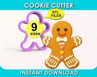 Christmas Gingerbread man Cookie Cutter, STL File 3D Printable, Instant Download