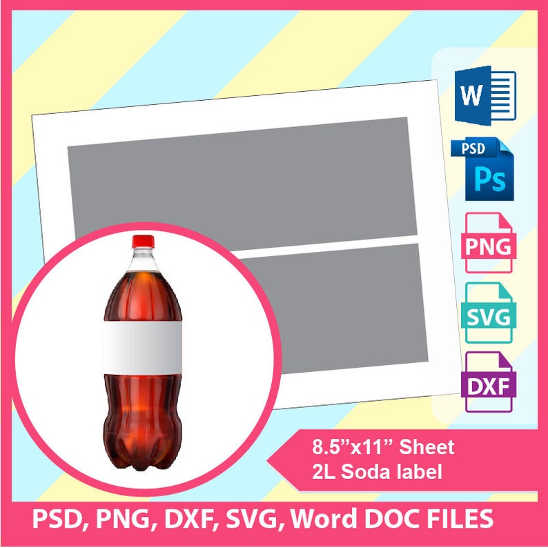 2 Liter Soda Bottle Wrapper Label Template PSD PNG and SVG Etsy