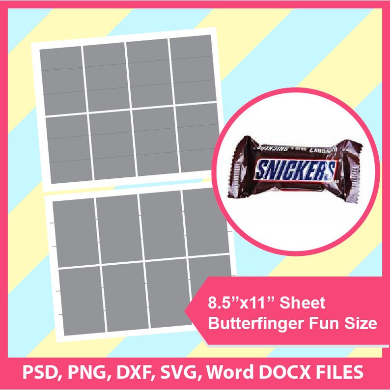 Snicker Wrapper Template Snicker Fun Size wrapper Microsoft | Etsy