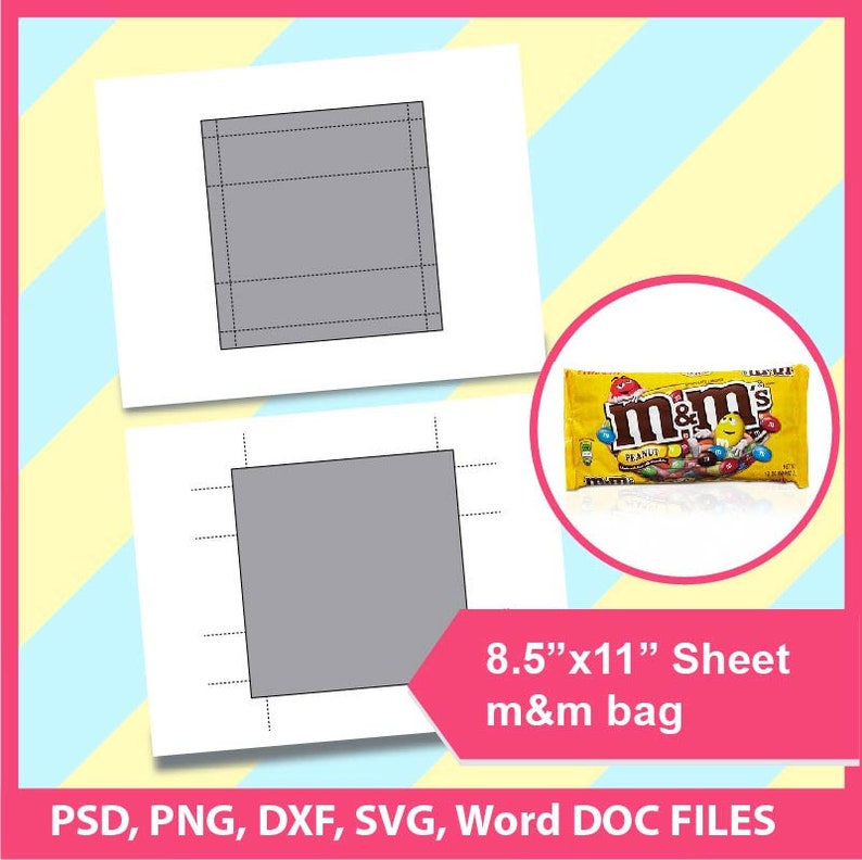 M&amp;M bag Template Treat Bag Template PSD PNG SVG Dxf | Etsy