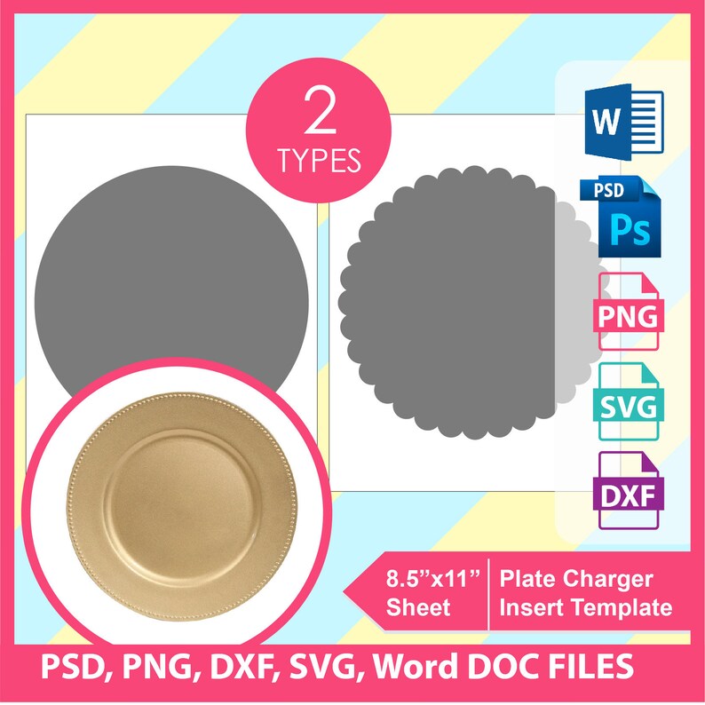 8 inch Charger Plate Insert Template PSD PNG and SVG Etsy